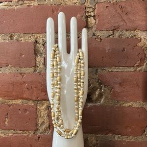 Vintage Pearls with Brushed Gold Triple Strand